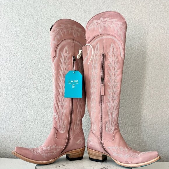 Lane LEXINGTON Over the Knee Womens Cowboy Boots 6.5 Pink Western Cowgirl Tall - Picture 8 of 16